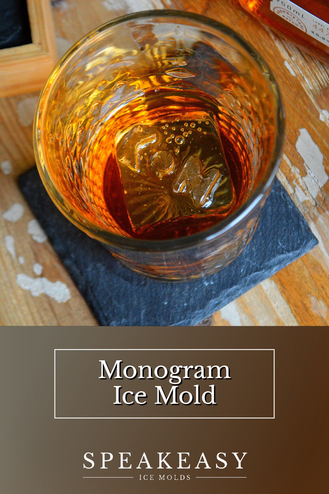 Monogram whiskey ice cubes, Personalized ice mold, Custom silicone ice mold, Custom whiskey gift, Personalized gift for him, Whiskey ice