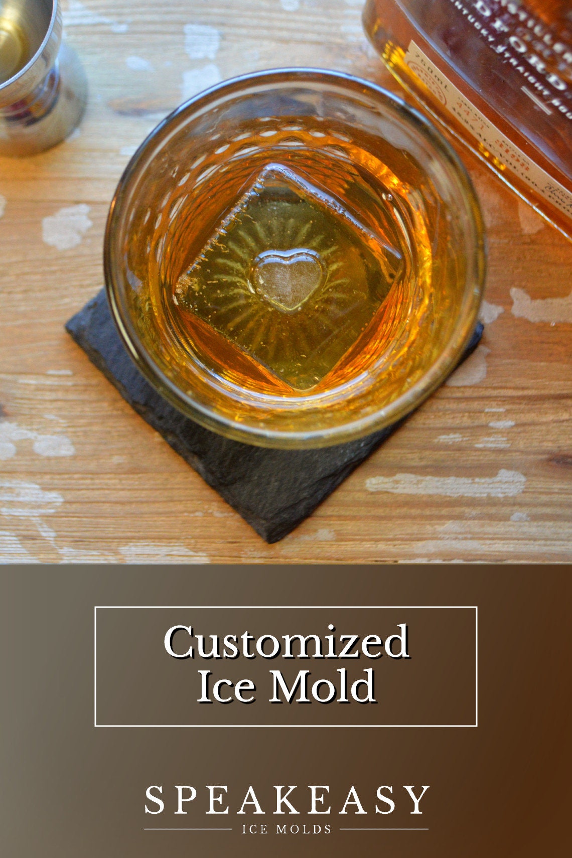 Huge custom design personalized whiskey ice cube mold, 2.5" cubes, Your logo, design| Customized whiskey gift, Gift for whiskey lovers