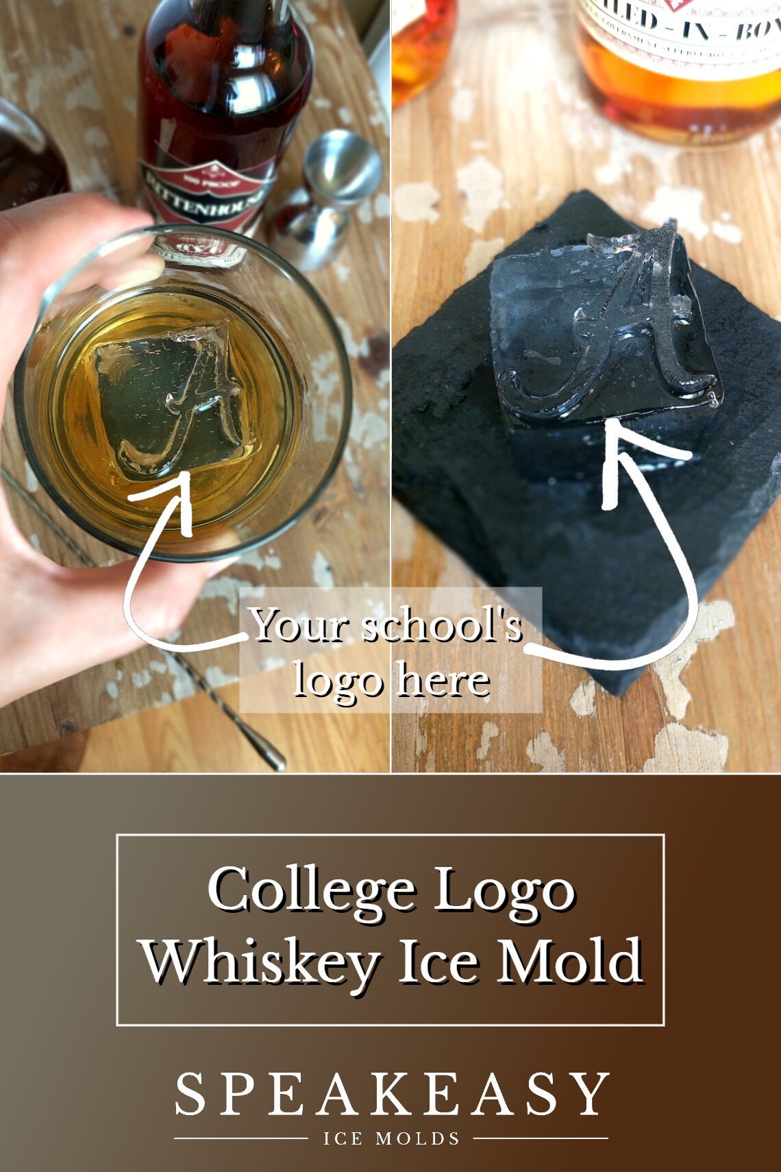 College football logo whiskey ice mold, Custom college logo whiskey ice cubes, Gift for college basketball fan, Personalized college gift