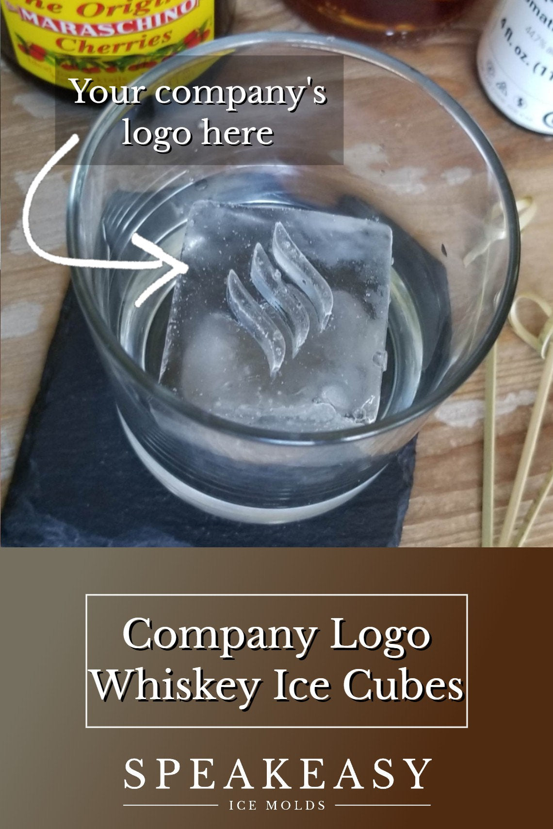 Corporate gift | Custom whiskey ice mold with company logo, Personalized gifts for staff, employees, Corporate logo gift, Company ice cubes
