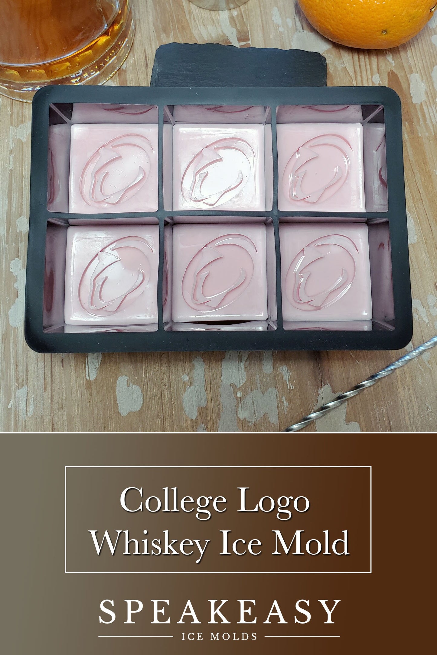 College football logo whiskey ice mold, Custom college logo whiskey ice cubes, Gift for college basketball fan, Personalized college gift