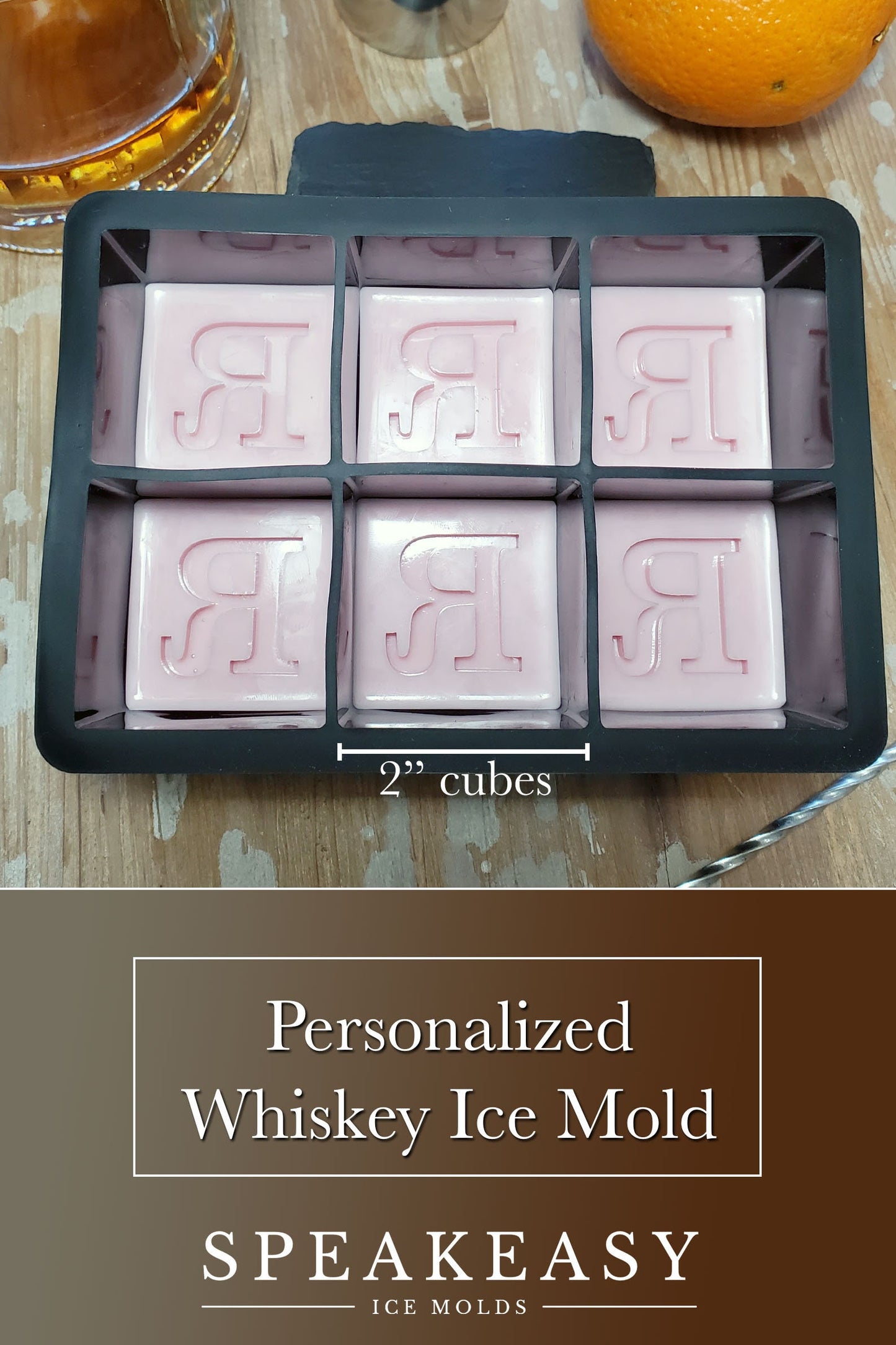 Custom ice mold, Letter ice cubes, Monogram ice mold, Personalized monogram whiskey rocks, Custom ice cube stamp alternative, Initial ice