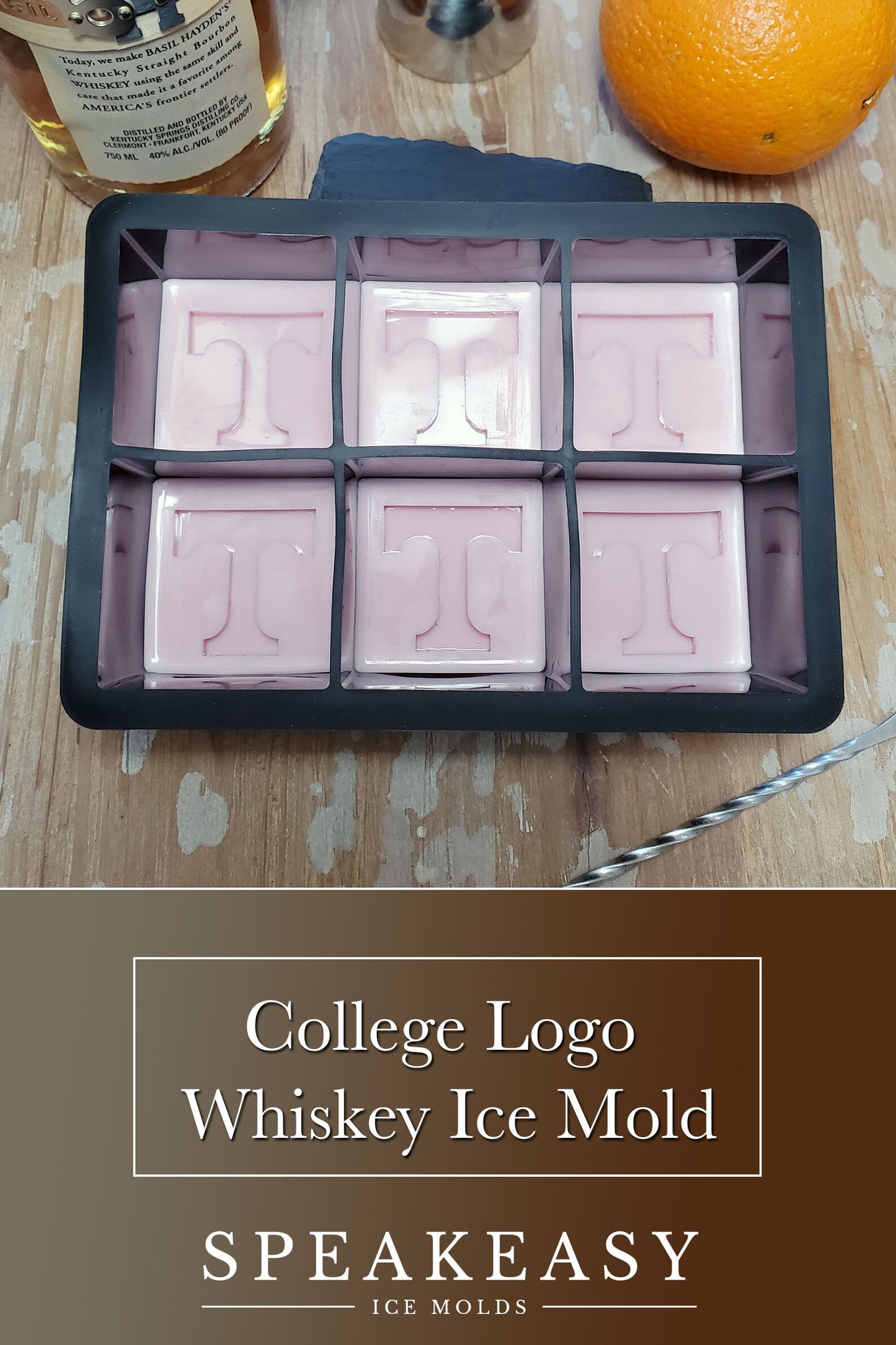 College football logo whiskey ice mold, Custom college logo whiskey ice cubes, Gift for college basketball fan, Personalized college gift