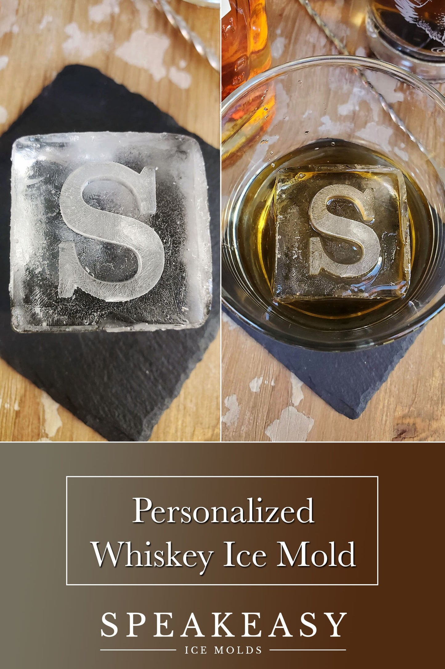 Custom ice mold, Letter ice cubes, Monogram ice mold, Personalized monogram whiskey rocks, Custom ice cube stamp alternative, Initial ice