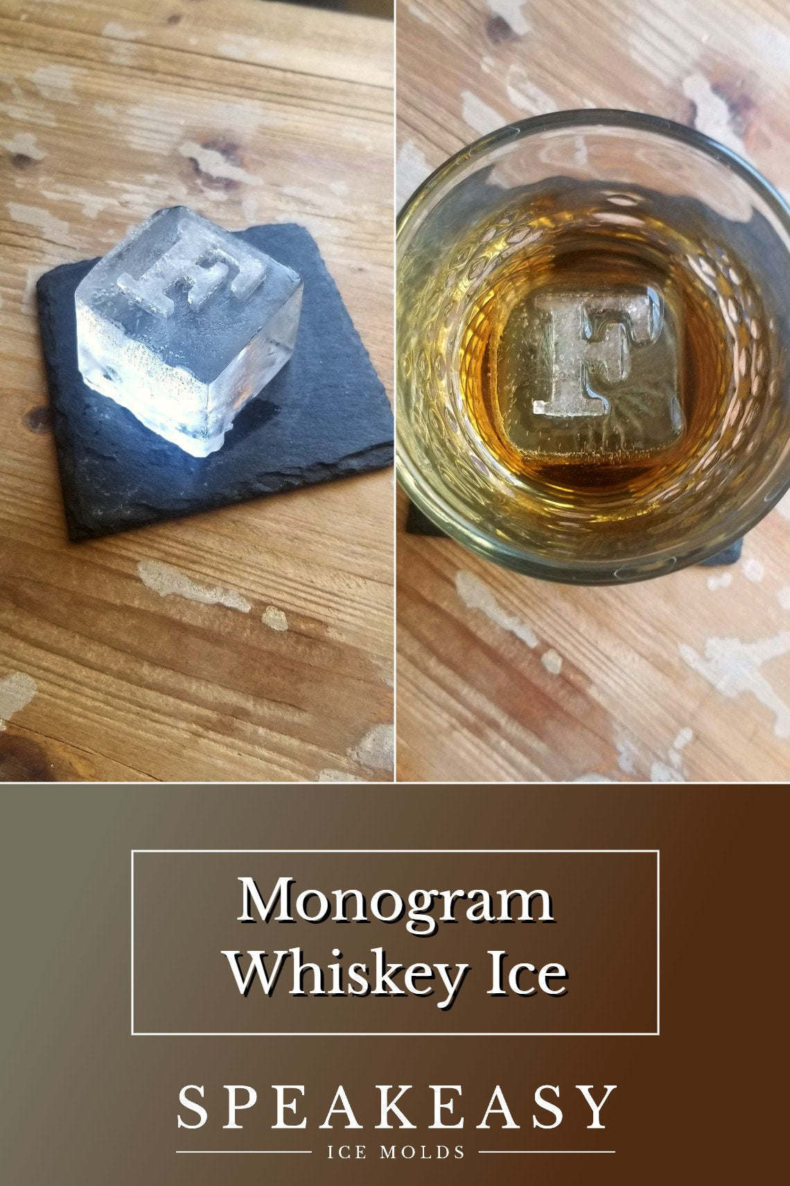 Personalized whiskey ice mold, Monogram ice cube mold, Custom ice tray, Custom silicone ice cube mold, Letter ice mold, Initial whiskey ice