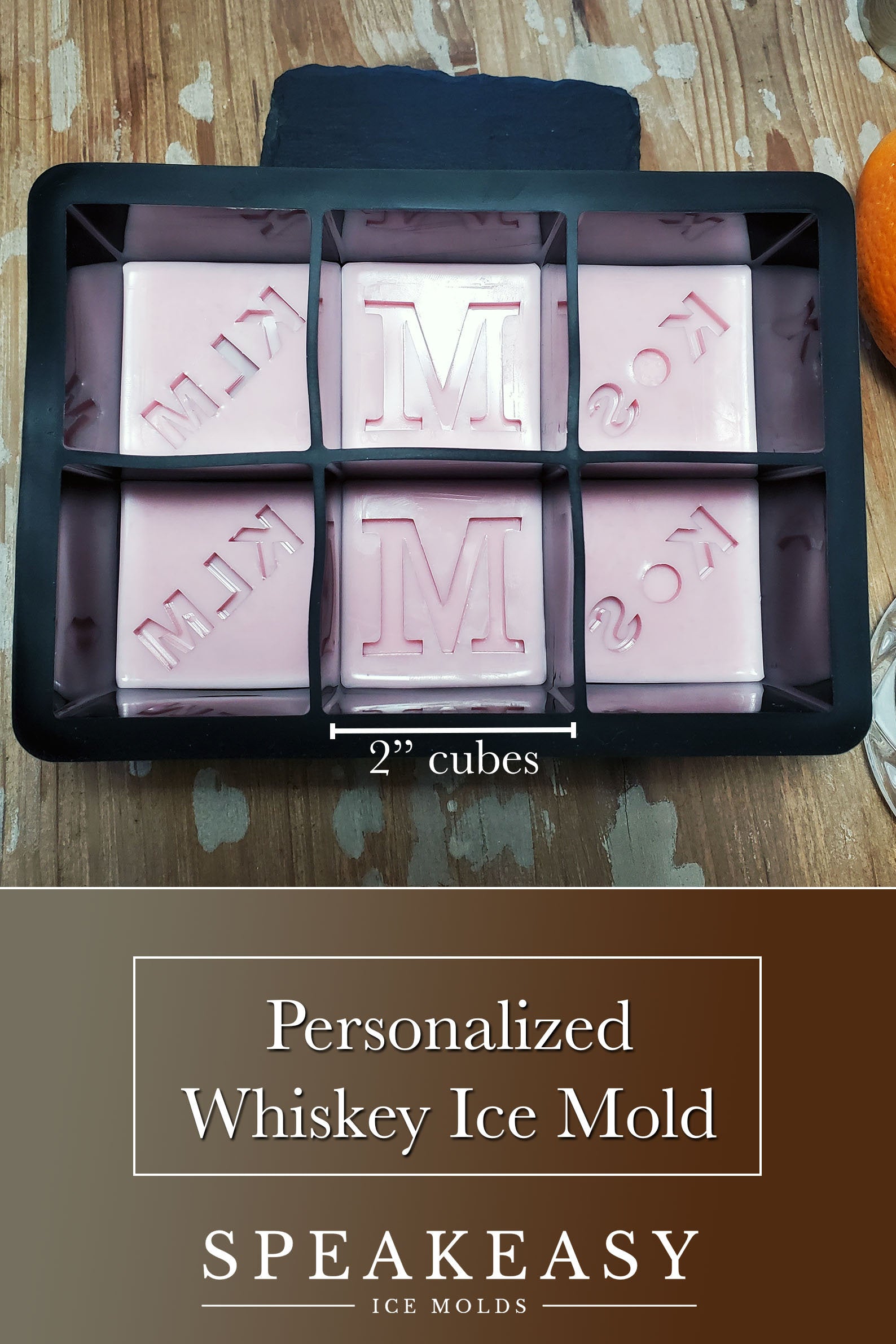 Custom 2in Monogram Ice Cube Mold for Whiskey Cocktails and Him Personalized  Father's Day Gift 