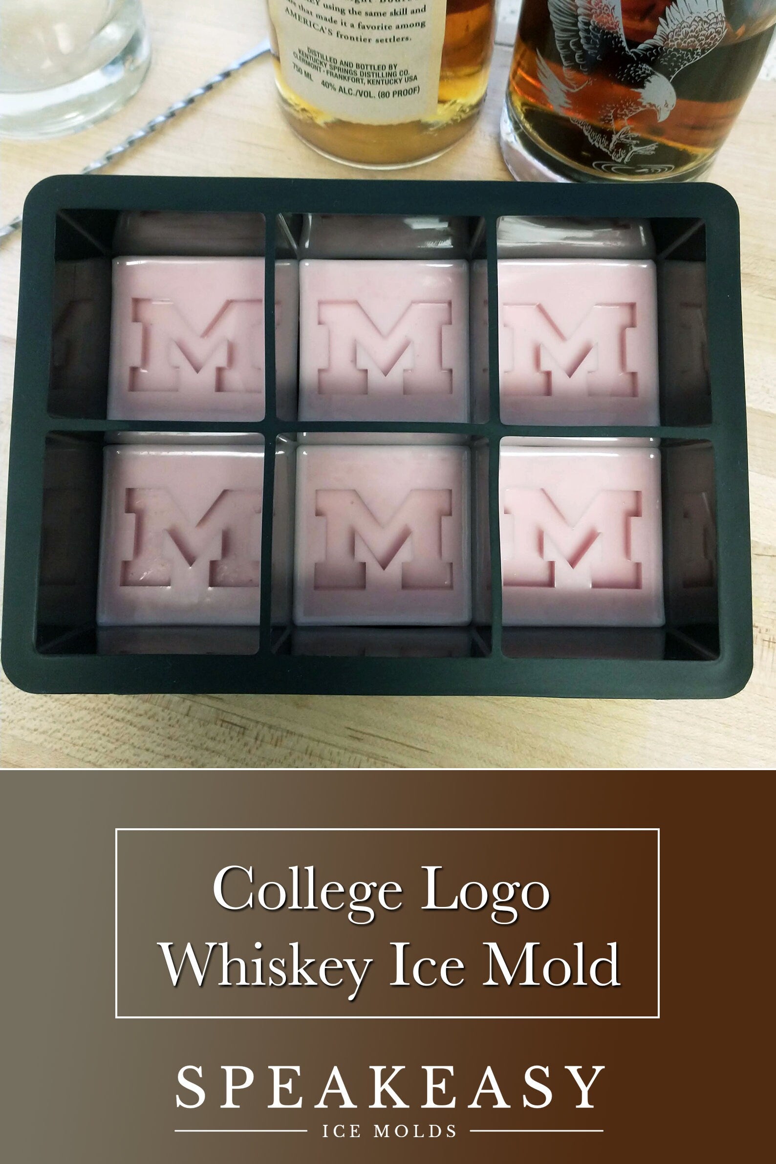 College football logo whiskey ice mold, Custom college logo