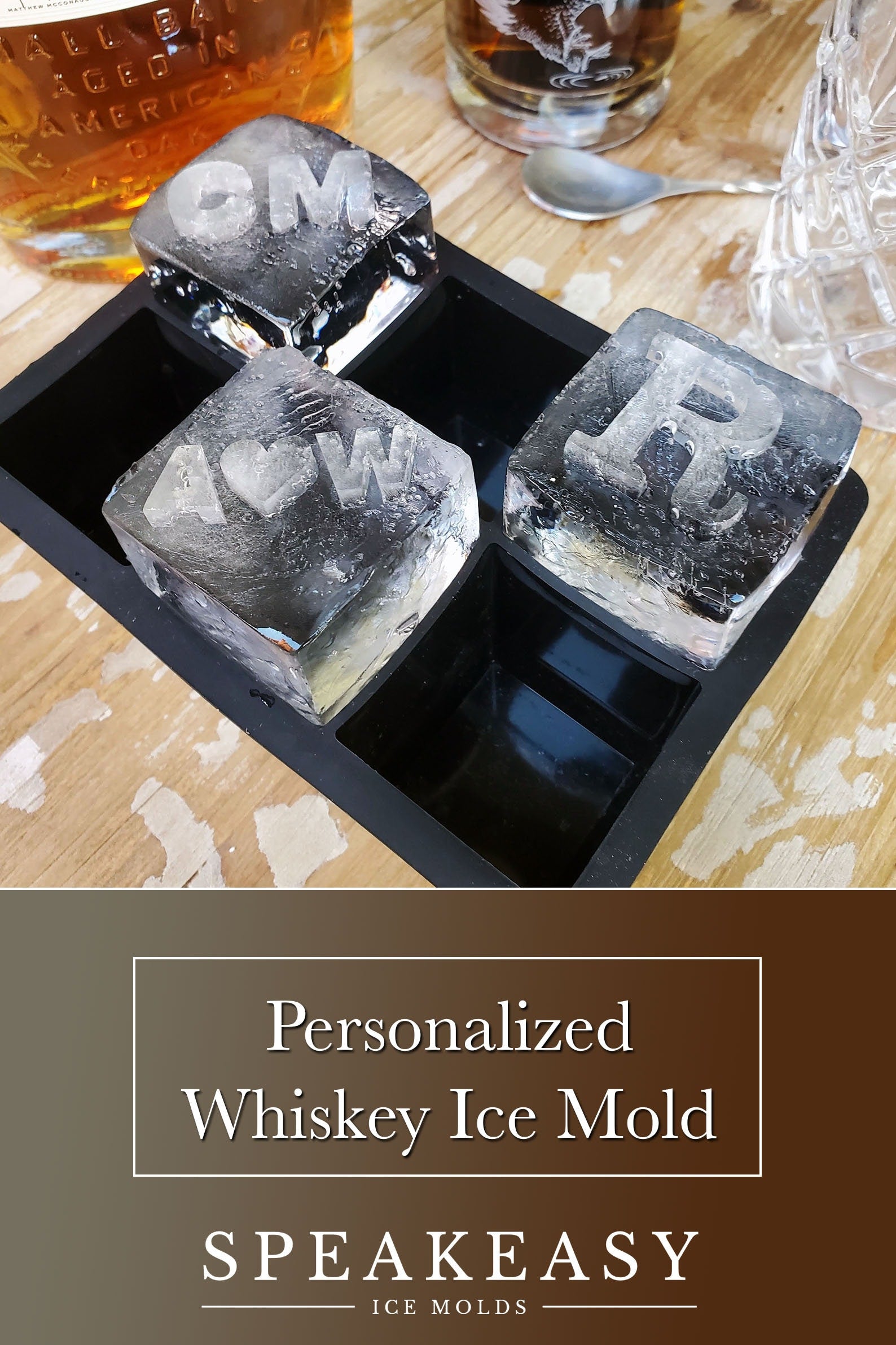 Custom 2in Monogram Ice Cube Mold for Whiskey Cocktails and Him  Personalized Father's Day Gift 
