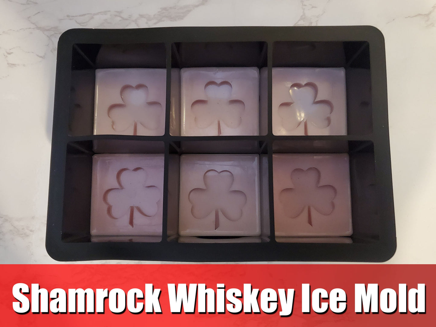 Shamrock whiskey ice mold | St Patricks Day whisky ice cubes, Custom clover ice mold, Personalized shamrock gift for Irish whisky lover,